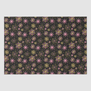 Gold and Black Winter Snowflakes Pattern Tissue Paper