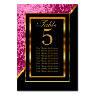 Gold and Black with Pink Glitter - Table Number