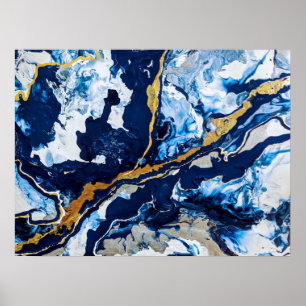Gold and Blue Acrylic Painting Abstract Art Abstra Poster