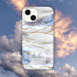 Gold and blue agate geode gold foil glitter Case-Mate iPhone 14 case<br><div class="desc">Gold and blue agate geode gold foil glitter phone case with your monogram and name. This phone case is available for various of phones,  choose yours.</div>