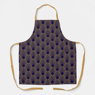 Gold and Blue Art Deco Pattern Apron