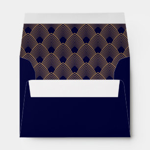 Gold and Blue Art Deco Pattern Envelope