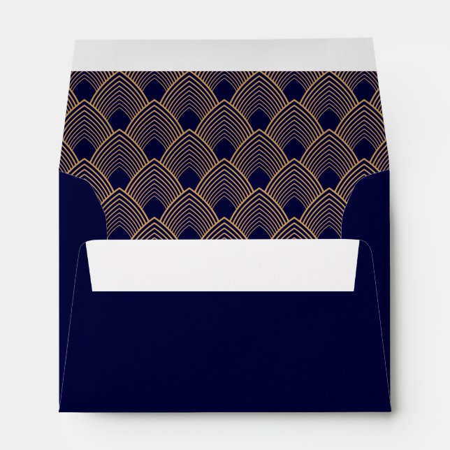 Gold and Blue Art Deco Pattern Envelope (Back (Bottom))