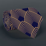 Gold and Blue Art Deco Pattern Neck Tie<br><div class="desc">Gold and blue art deco pattern tie. A gold on white art deco inspired motif. 1920's Gatsby style.</div>