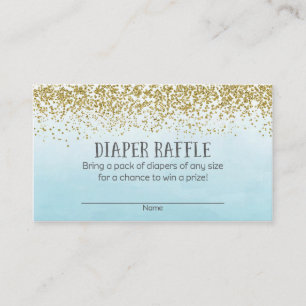 Gold and Blue Baby Shower Diaper Raffle Tickets Enclosure Card