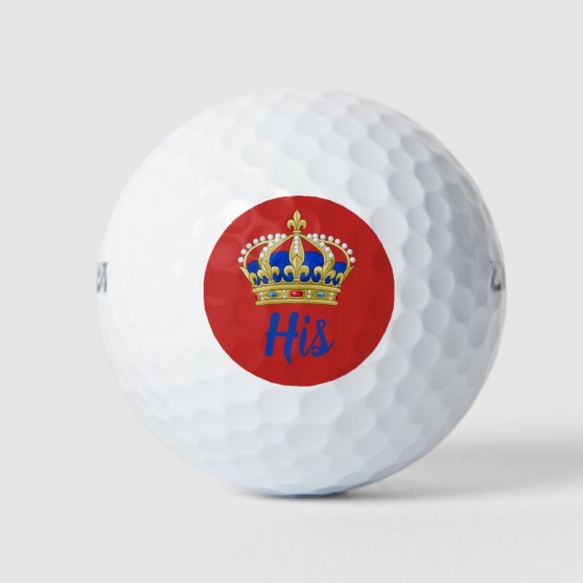 Gold And Blue Crown - His Golf Balls (Front)