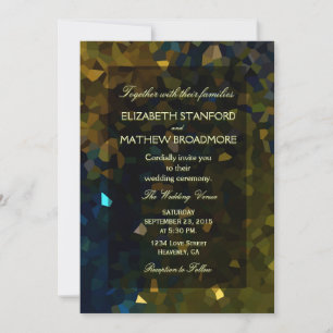 Gold and Blue Crystal Glitter Invitation