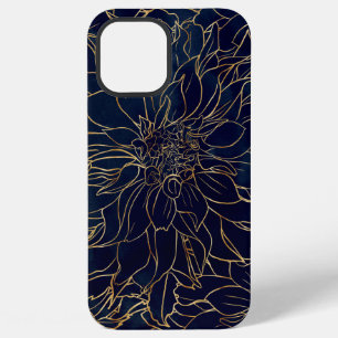 Gold and Blue Dahlia Flower iPhone 12 Pro Max Case