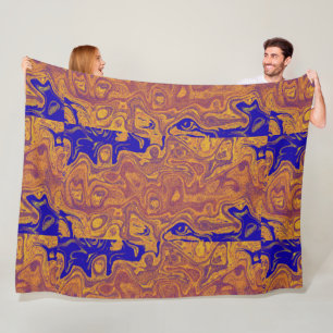 Gold and Blue Fire Stone Fleece Blanket