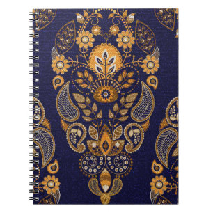 Gold and blue, floral seamless pattern. notebook