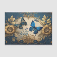 Gold and Blue gilded butterfly Decoupage