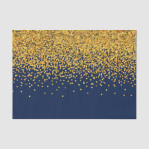 Gold and Blue Glam Confetti Dots Tissue Paper