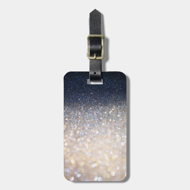 Gold and Blue Glitter Luggage Tag (Front Vertical)
