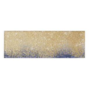 Gold and Blue Glitter Ombre Luxury Design Name Tag