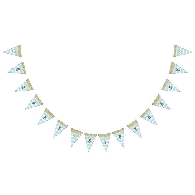 Gold and Blue Happy Birthday Banner (All)