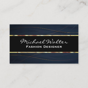 Gold and Blue Luxury Lines Business Card