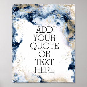 Gold and Blue painted Personalised Quote Poster