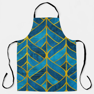 Gold and blue pattern on grunge background, seamle apron