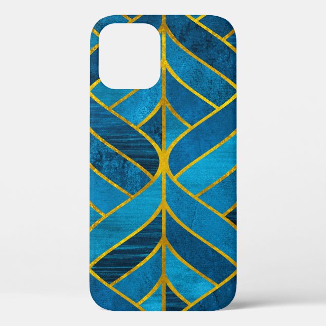 Gold and blue pattern on grunge background, seamle Case-Mate iPhone case (Back)