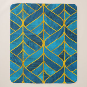 Gold and blue pattern on grunge background, seamle sherpa blanket