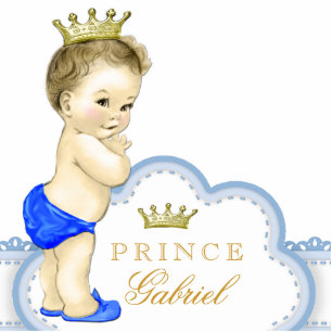 Gold and Blue Prince Baby Boy Standing Photo Sculpture