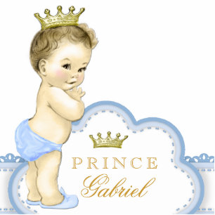 Gold and Blue Prince Baby Shower Standing Photo Sculpture