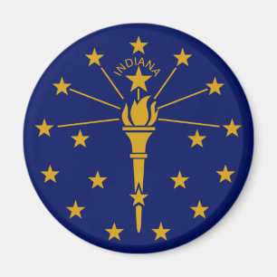 Gold and Blue Stars and Torch on Flag of Indiana Magnet