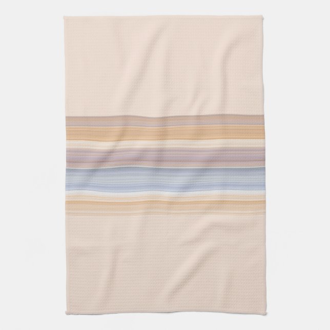 Gold and Blue Striped Pattern  Tea Towel (Vertical)