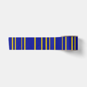Gold and Blue Striped Ribbon Satin Ribbon