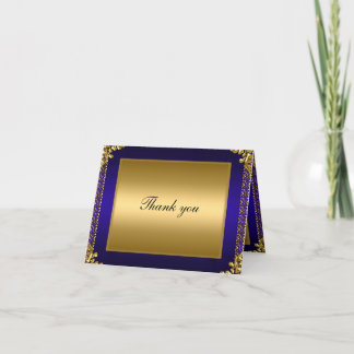 Gold and Blue Thank you Card Add your own text