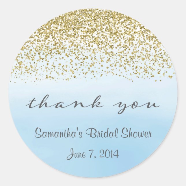 Gold and Blue Thank You Stickers (Front)