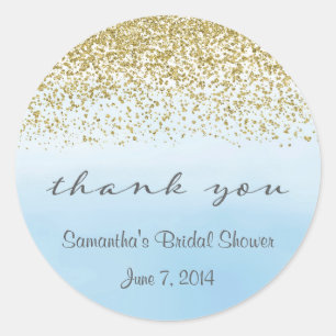 Gold and Blue Thank You Stickers