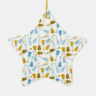 gold and blue ukuleles ceramic tree decoration