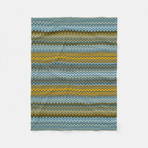 Gold and Blue Wavy Stripes Fleece Blanket