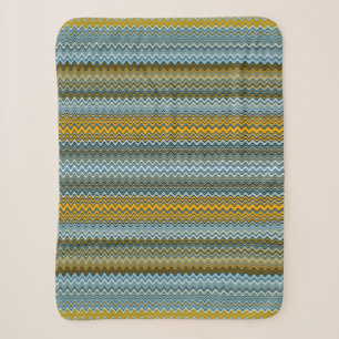 Gold and Blue Wavy Stripes Sherpa Blanket