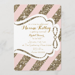 Gold and Blush Glitter-Look Invitation