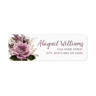 Gold and Blush Pink Vintage Roses Return Address