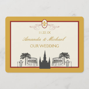 Gold and Bordeaux New Orleans Scenes Save the Date