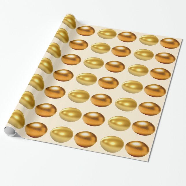 Gold and Bronze Easter Egg Wrapping Paper (Unrolled)