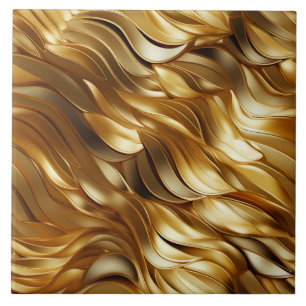 Gold and Bronze Flowing Ribbon Illustration Tile