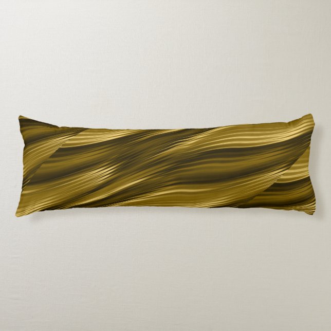 Gold and Brown Abstract Waves Body Cushion (Front)