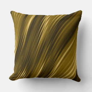 Gold and Brown Abstract Waves Cushion