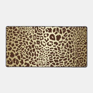 Gold and Brown Animal Print Desk Pad