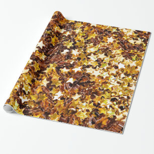 Gold And Brown Stars Wrapping Paper