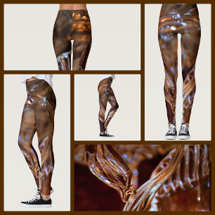 Gold and Brown Swirls Abstract Leggings