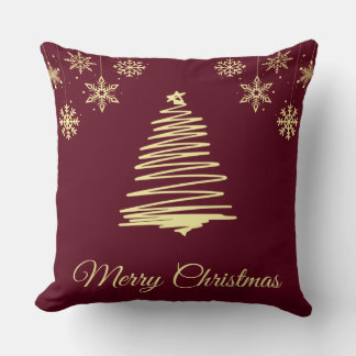 Gold and Burgandy Christmas Pillow