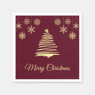 Gold and Burgandy Merry Christmas Napkins