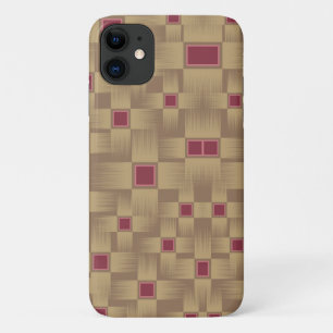 Gold and Burgundy Abstract Geometric Weave iPhone 11 Case