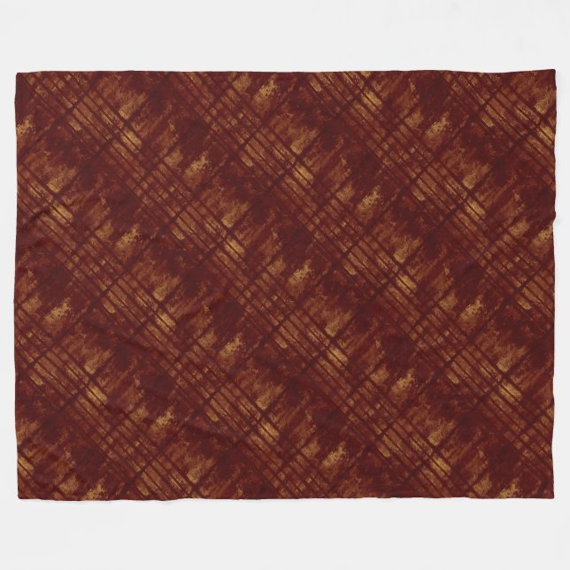 Gold and Burgundy Grungy Lines and Splashes Fleece Blanket (Front (Horizontal))