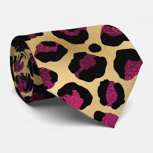 Gold and Burgundy Leopard Print Tie